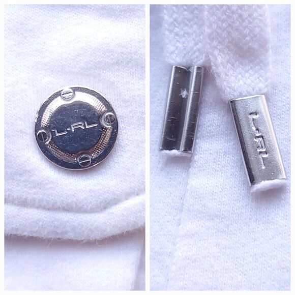 VTG Lauren Ralph Lauren Active Sweatpants Sz L *HOLE Cropped Cotton Cream Cargo - Picture 6 of 13